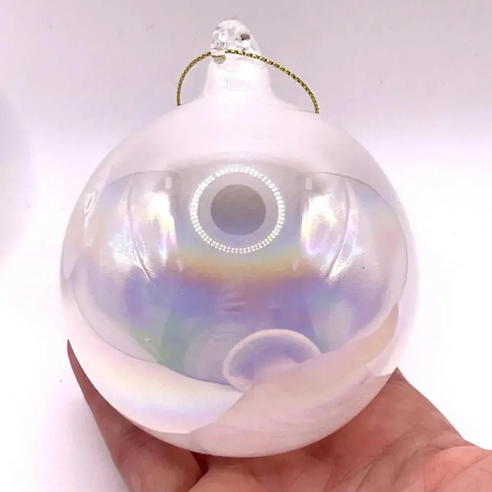 Iridescent White Hand Blown Art‎ Glass 3